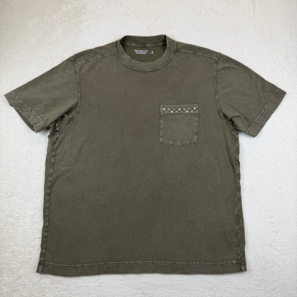 Abercrombie & Fitch Soft A&F Essentials Pocket T-Shirt Vintage Fit Green Small